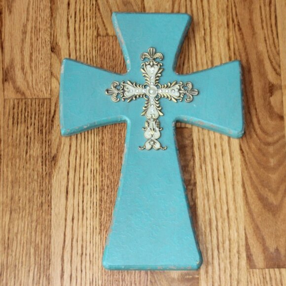 Turquoise Jeweled Cross 13" Length X 9 Width" from Hobby Lobby - Picture 2 of 9